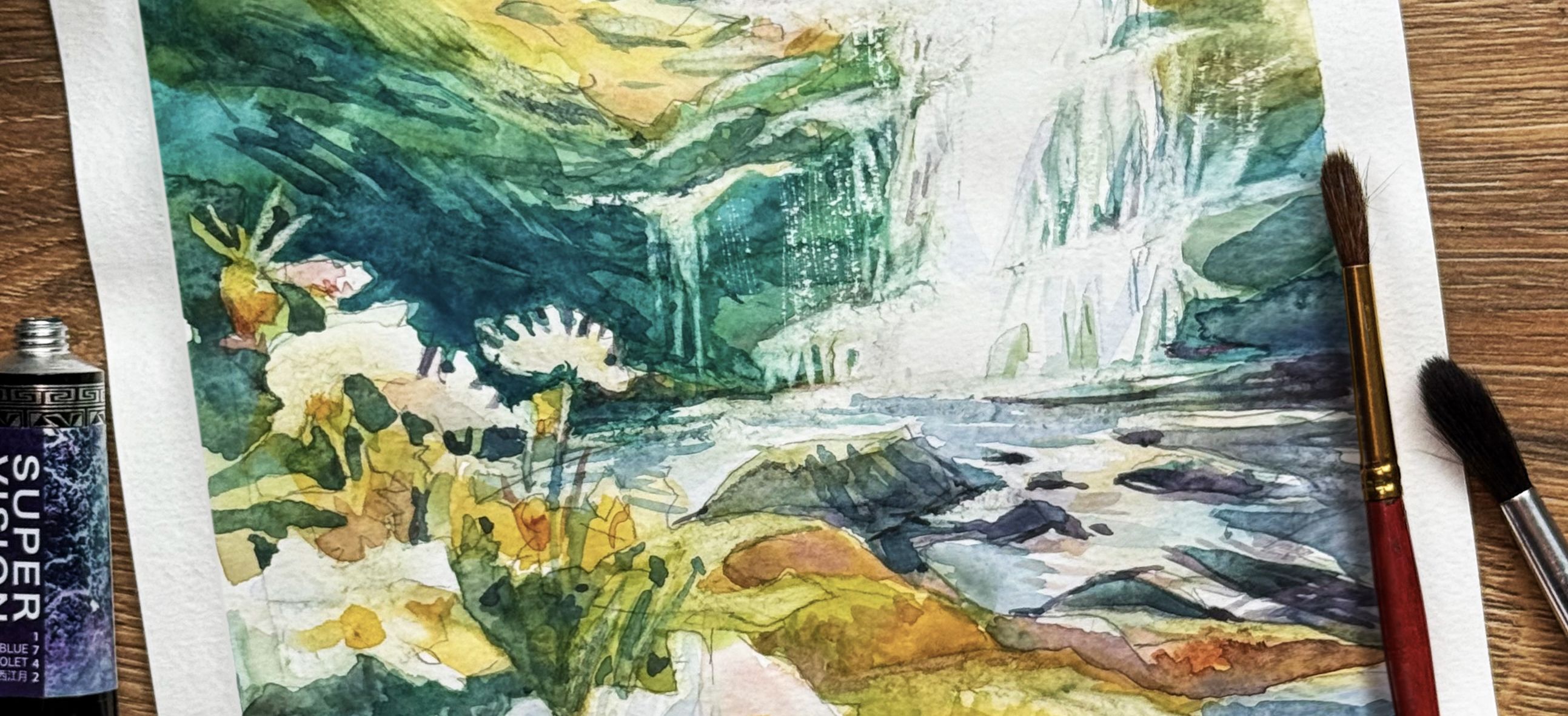 мастер-класс по живописи акварелью «Белые цветы»