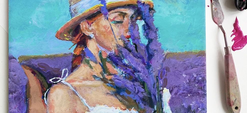 мастер-класс по живописи акрилом «Лавандовый букет»