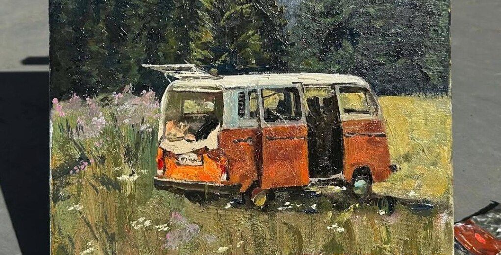 мастер-класс по живописи маслом «Фургончик»