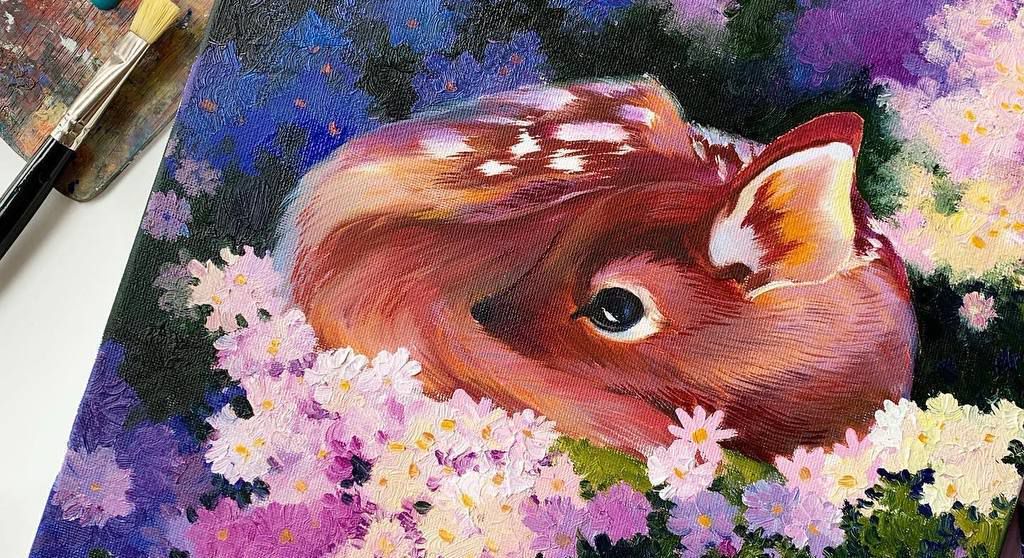 мастер-класс по живописи акрилом «Детство Бемби»