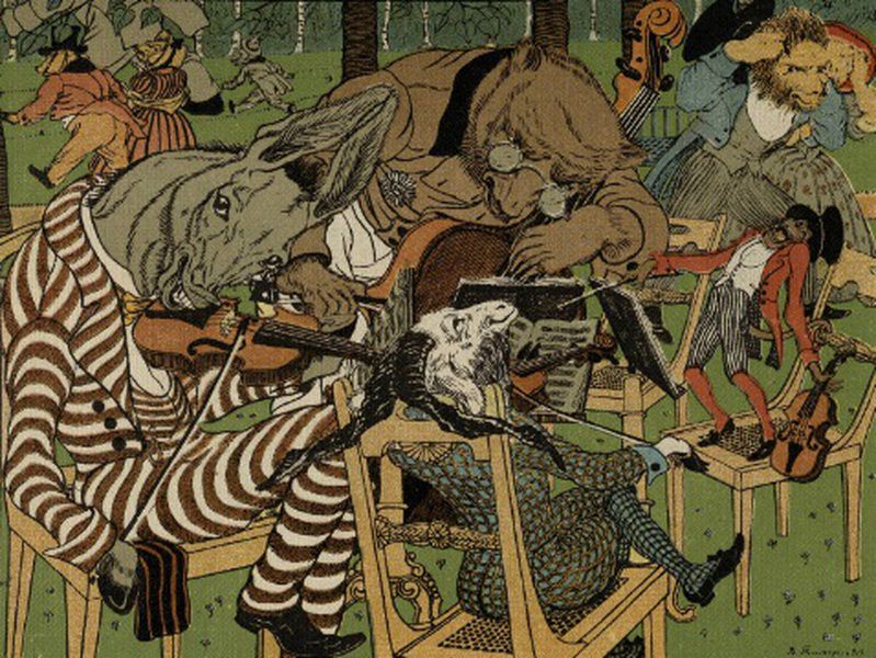 Басня &laquo;Квартет&raquo;. Художник Василий Тиморев, 1913 год