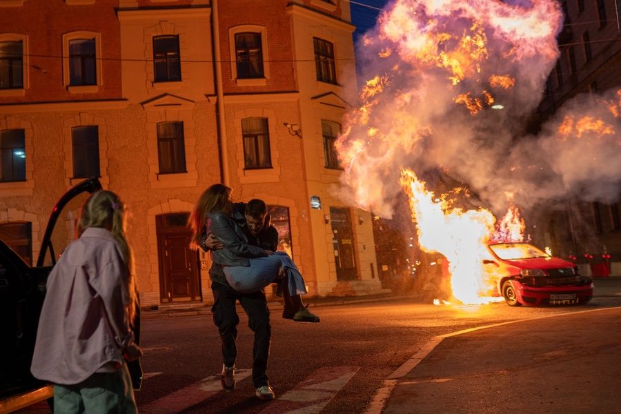 Кадр со съёмок сериала «Такси под прикрытием»